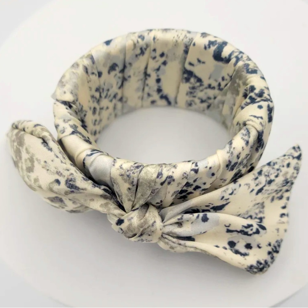 Silk Python Print Twilly Wrapped Hinged Bangle Cu… - image 2